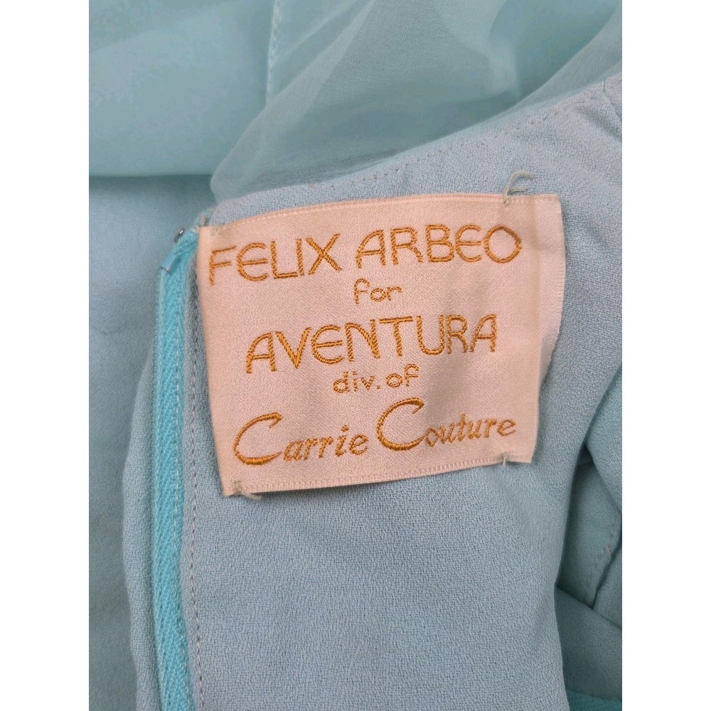 Vtg Felix Arbeo Aventura 1970s Green Chiffon Cape Goddess Evening Gown Dress S - Picture 4 of 16